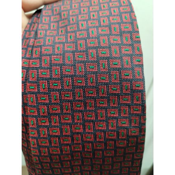 Lot of 2 Vintage Polo Ralph Lauren Red Silk Ties Paisley Geometric Prints - Picture 2 of 6